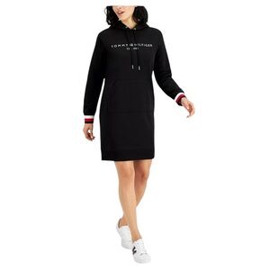 Tommy Hilfiger Long Sleeve Hooded Essential Logo Sweatshirt Dress Size Large